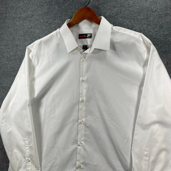 J. Ferrar Slim Button Up Dress Shirt Men's XXL 18-18.5 34-35 White Adjustable - Picture 2 of 10